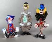 (3) MURANO BLOWN GLASS CLOWN F