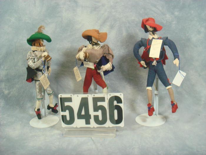 3 Musketeers felt dolls, made of