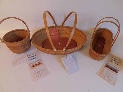 3 NANTUCKET LIGHTSHIP BASKETS -