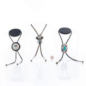3 NATIVE AMERICAN BOLO TIES, T