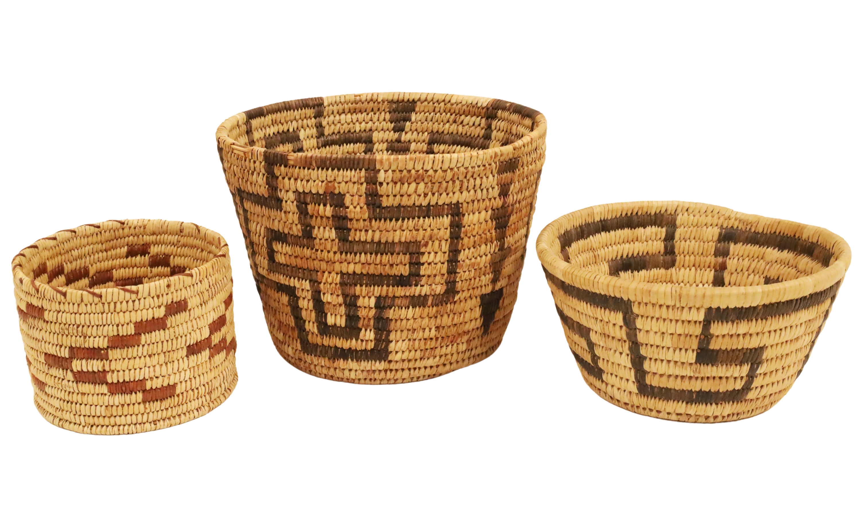 3 NATIVE AMERICAN WOVEN BASKETS A