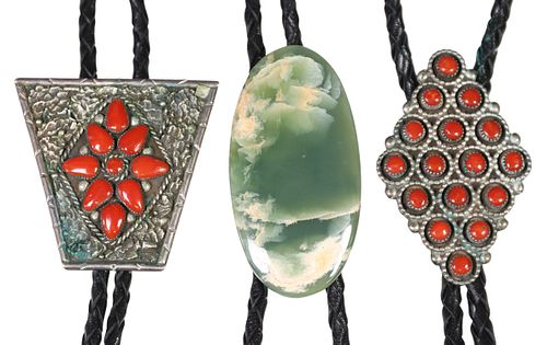 (3) NATIVE AMERICAN ZUNI SILVER RED