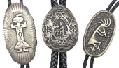 (3) NAVAJO STERLING OVERLAY BO