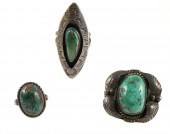 (3) NAVAJO STERLING TURQUOISE