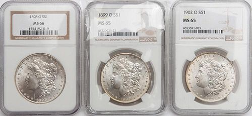3 NGC GRADED MORGANS: 1898-O