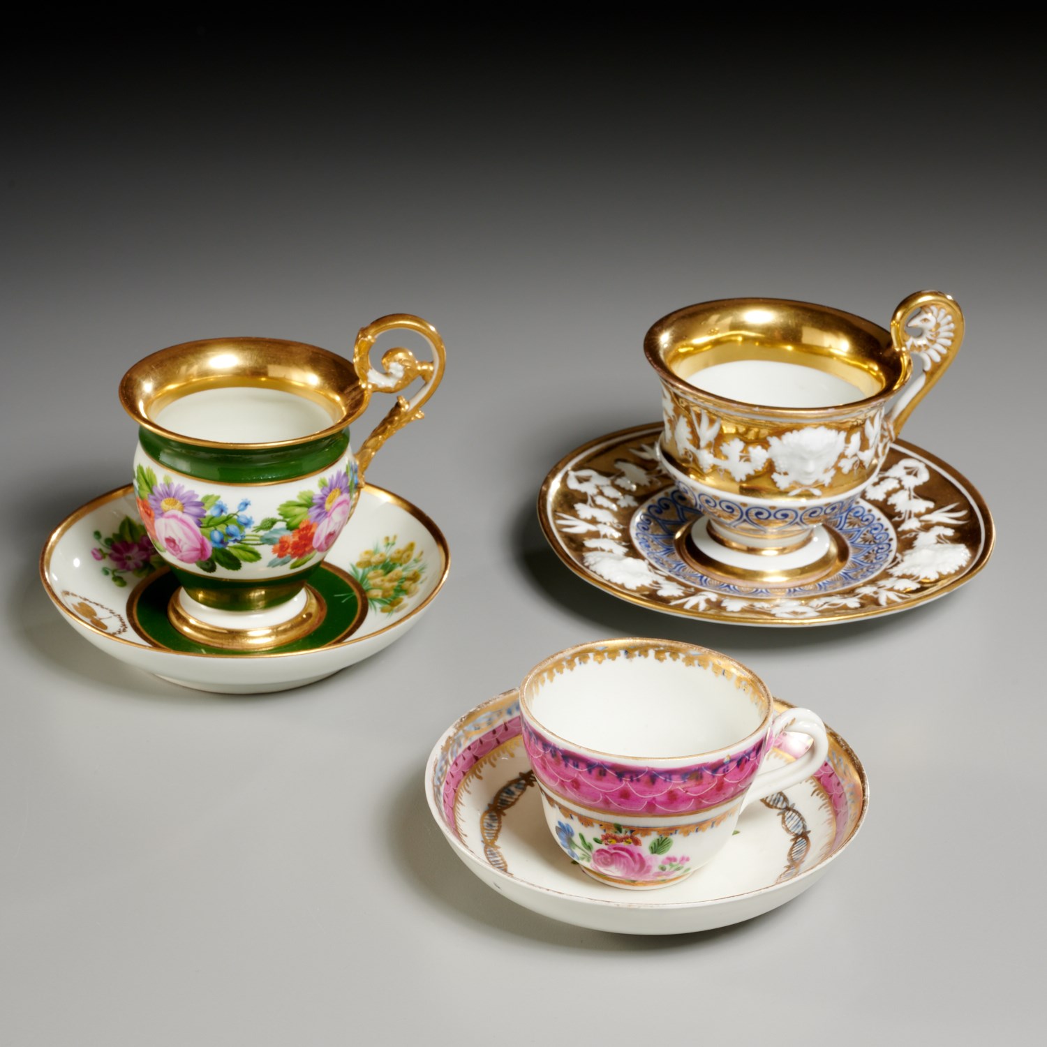 (3) NICE VIENNA PORCELAIN CUPS