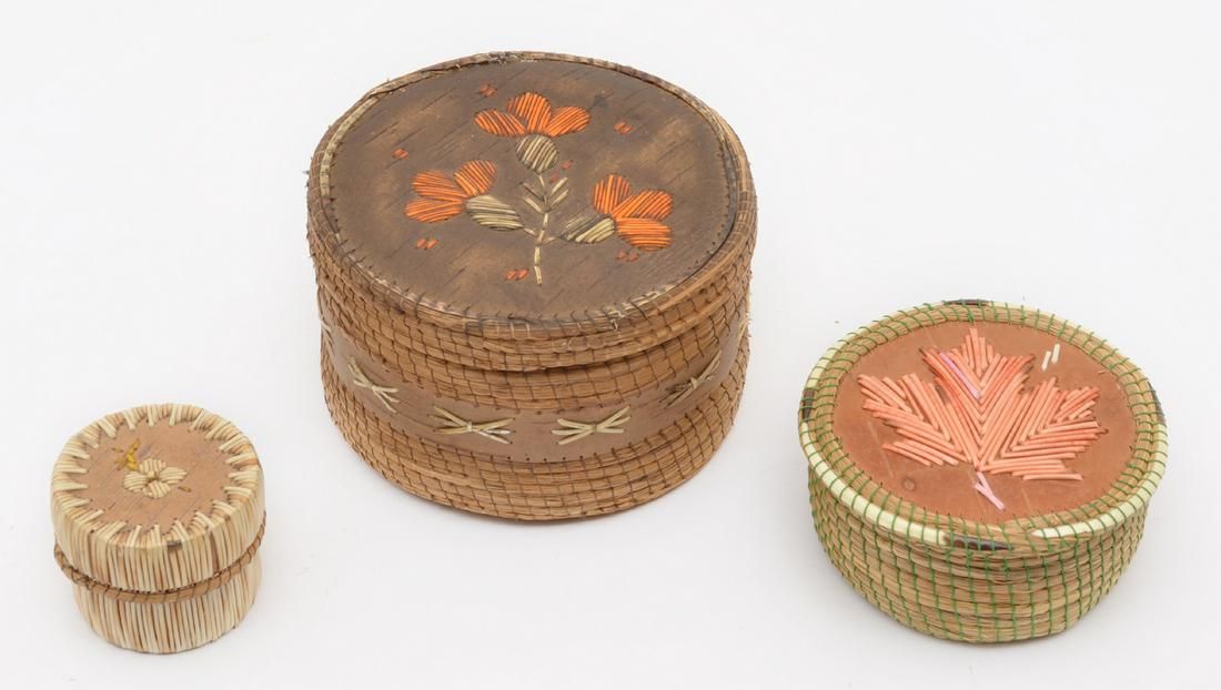 3 OJIBWE NATIVE AMERICAN QUILL