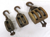 (3) OLD BARN PULLEYS - ONE SIG