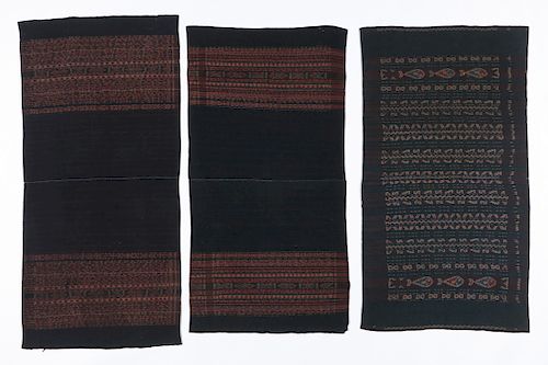 3 OLD LEMBATA SARONGS, HANDSPUN