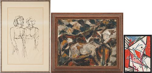 3 OLEN BRYANT ITEMS, DRAWING OF 2
