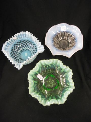 3 Opalescant Art Glass Bowls