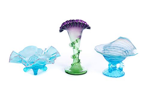 3 OPALESCENT ART GLASS