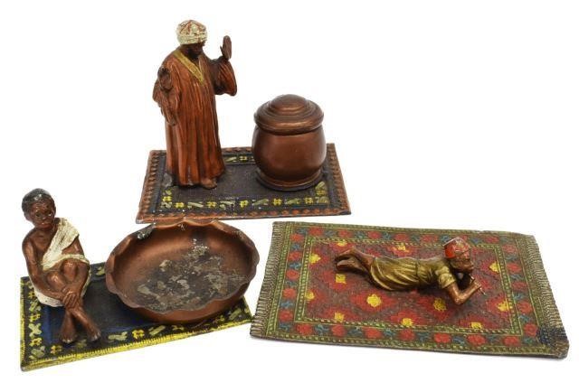 (3) ORIENTALIST COLD PAINTED DESK