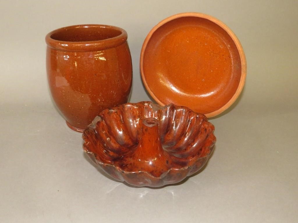 3 PA REDWARE VESSELSca. 1880;