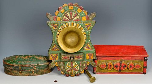 3 PAINTED & CARVED SCANDINAVIAN