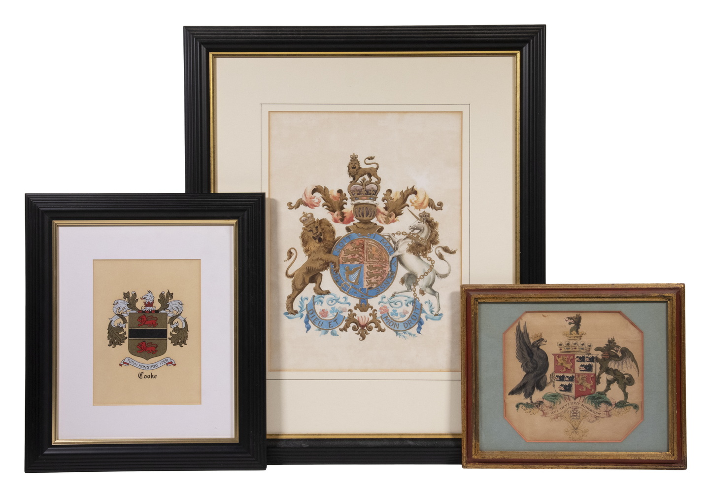 (3) PAINTED ENGLISH COATS OF ARMS
