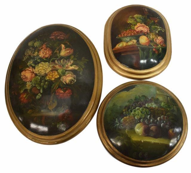 (3) PAINTED FRUIT & FLORAL STILL