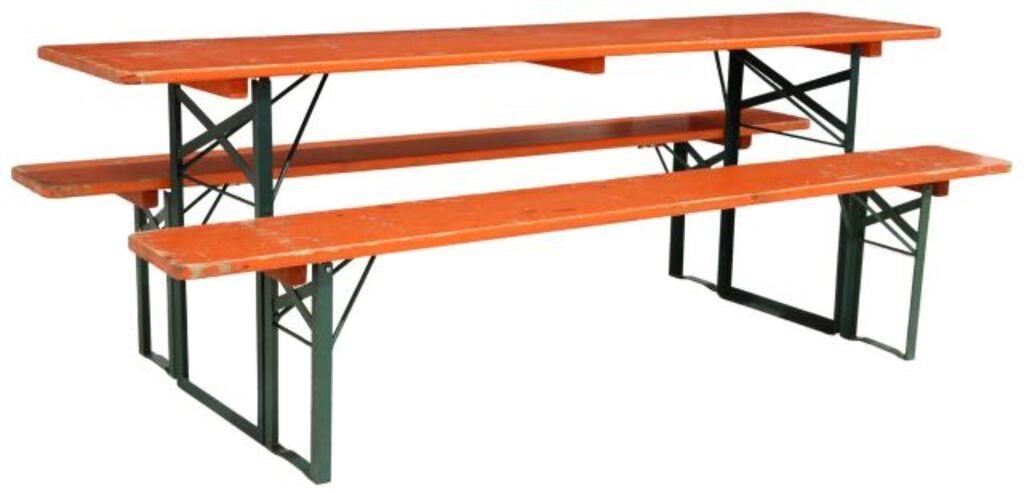 (3) PAINTED PINE & IRON FOLDING
