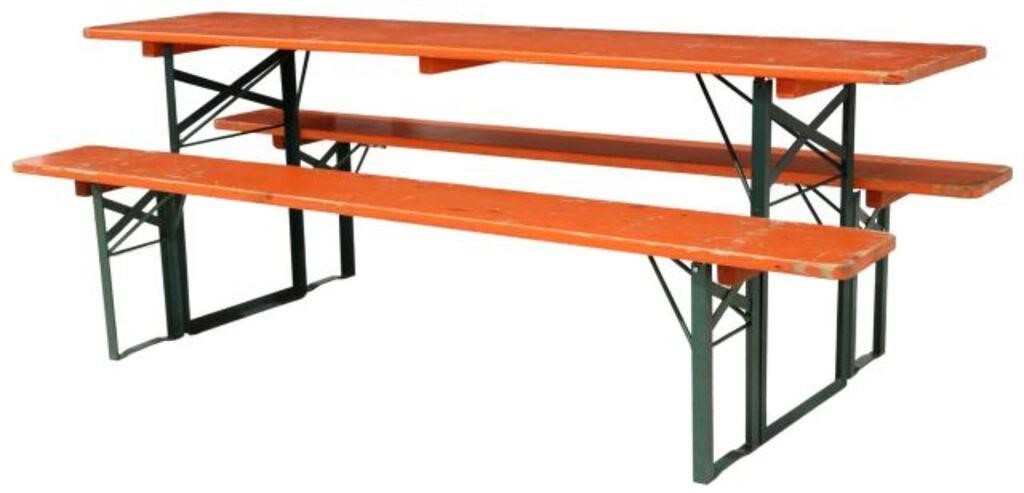 (3) PAINTED PINE & IRON FOLDING