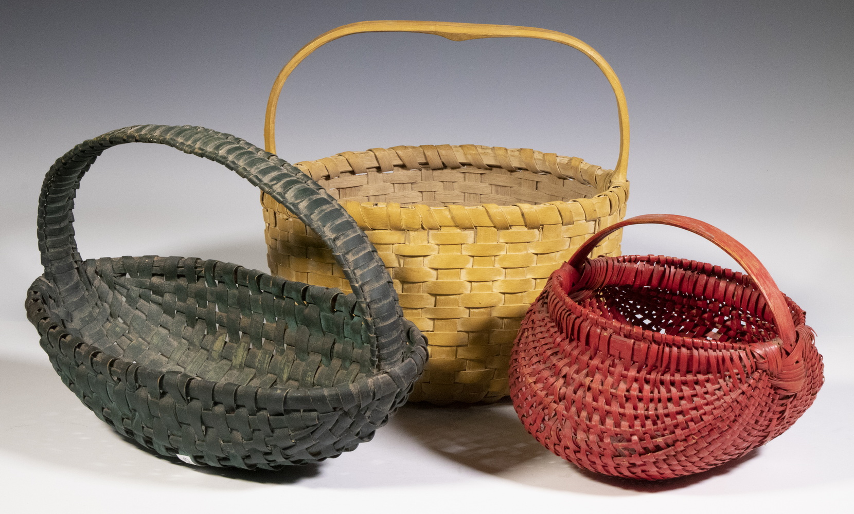 (3) PAINTED SPLINT BASKETS All with