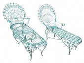 (3) PAINTED WROUGHT IRON CHAIS