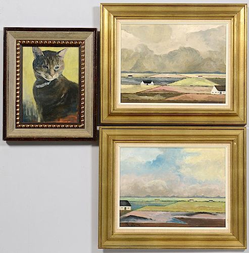 3 PAINTINGS: 1 TOM RIESING & 2 TH