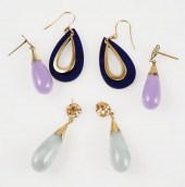 (3) PAIR 14K EARRINGS GREEN LA