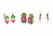 3 PAIR 14K GEMSTONE EARRINGS: