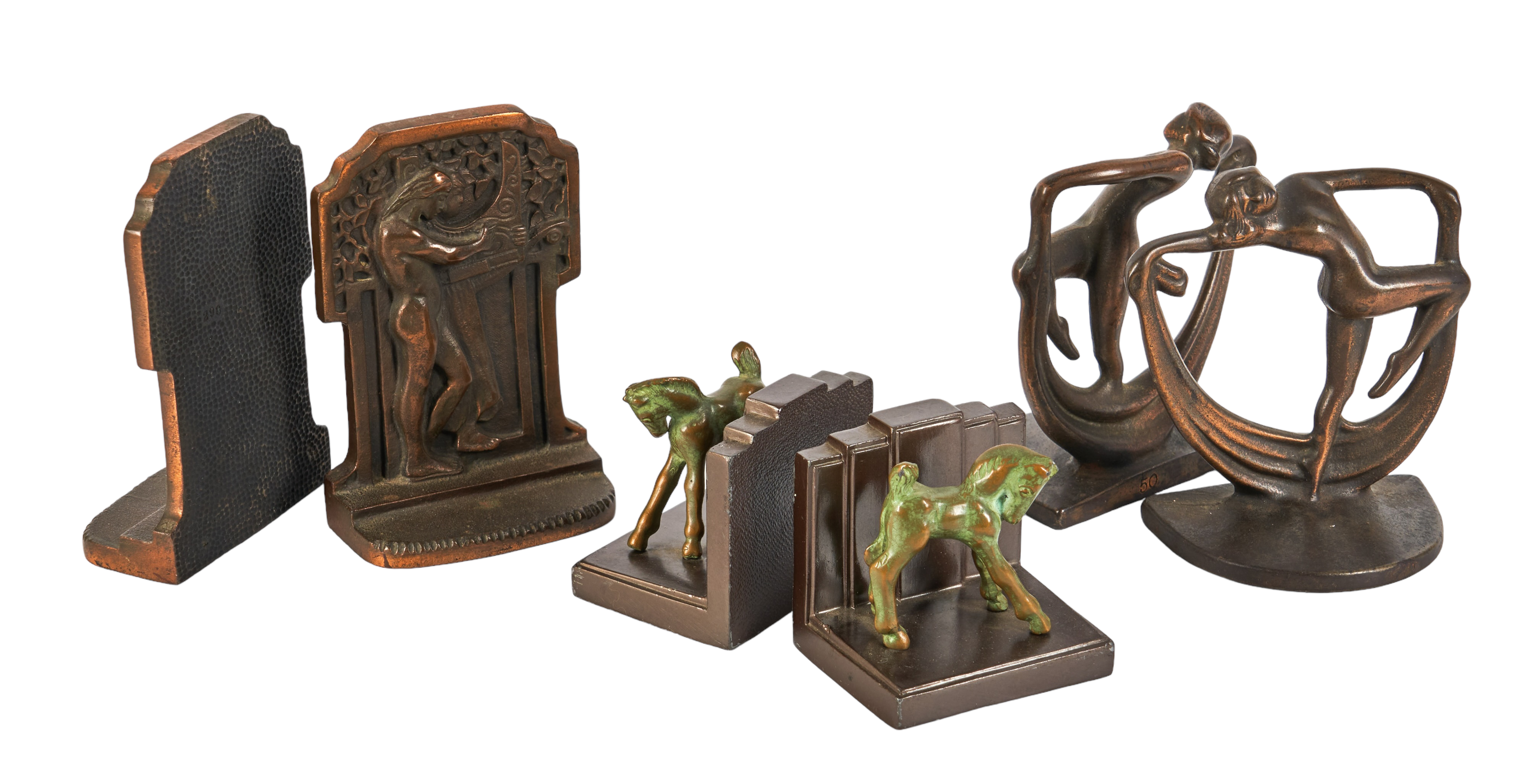(3) Pair of Art Deco bookends,