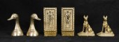 3 PAIR OF BRASS BOOKENDS3 pair