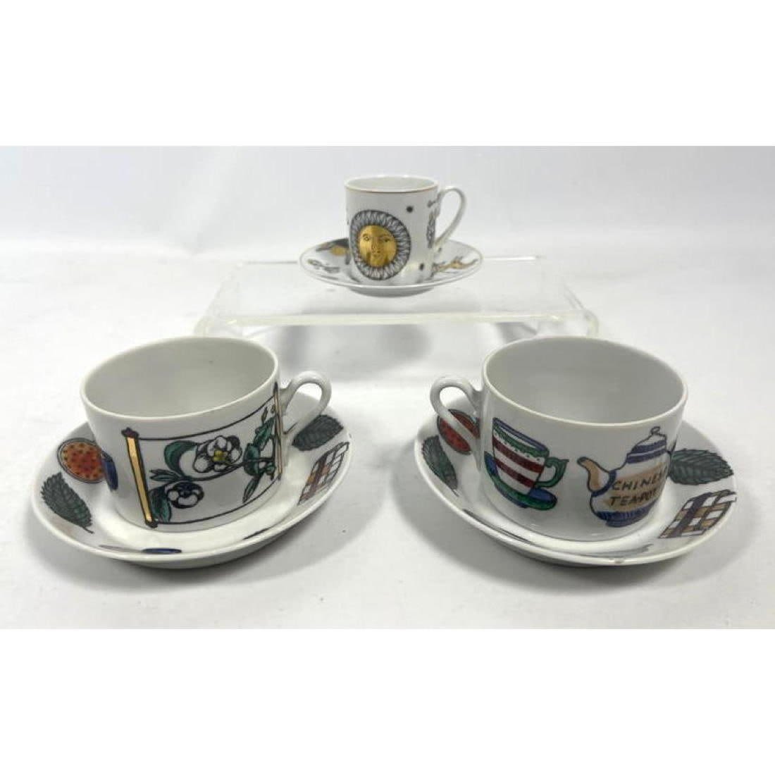 3 Pair PIERO FORNASETTI Cups and