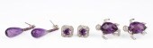 (3) Pairs 14K White Gold Ameth