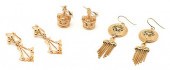 3 PAIRS LADIES YELLOW GOLD EAR