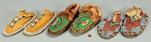 3 PAIRS NATIVE AMERICAN BEADED