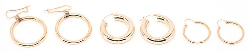 3 PAIRS OF LADIES' GOLD HOOP