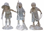 (3) PATINATED BRONZE FIGURAL C