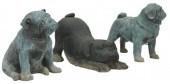 (3) PATINATED BRONZE PUG DOG S