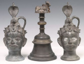 (3) PATINATED METAL SHIVA MUKH