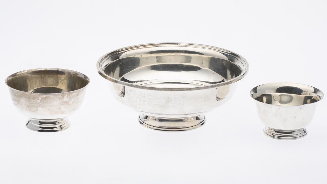 3 PAUL REVERE STYLE STERLING SILVER