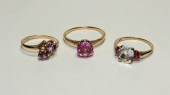 3 PC 14K GOLD AMETHYST AQUAMAR