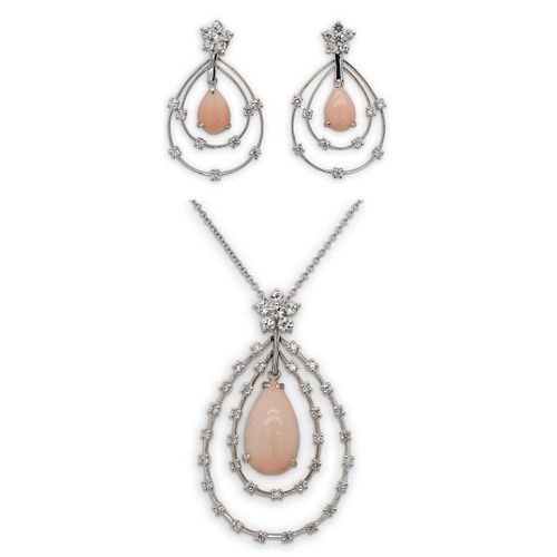 (3 PC) 18K GOLD, CORAL AND