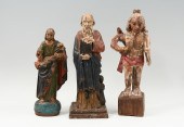 3 PC. 19TH-C. POLYCHROME SANTO