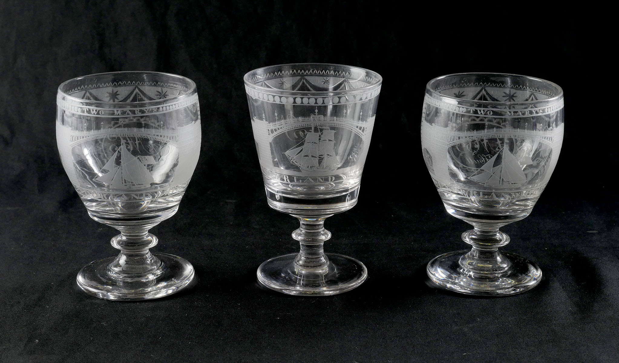 3 PC. 19TH CENTURY ENGRAVED