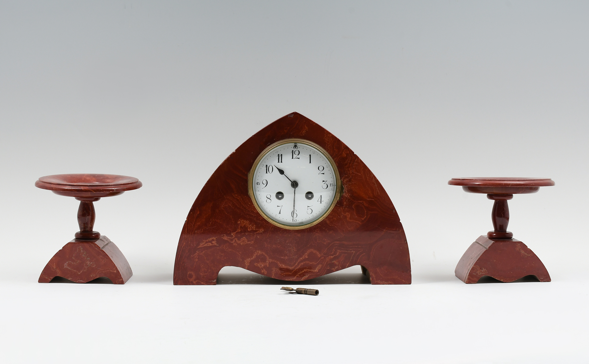 3 PC. ART DECO MARBLE CLOCK
