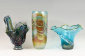 3 PC. ART GLASS VASES: 1) Bria