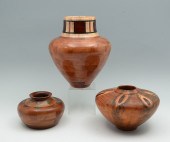 3 PC. ARTISAN TURNED WOOD VASE