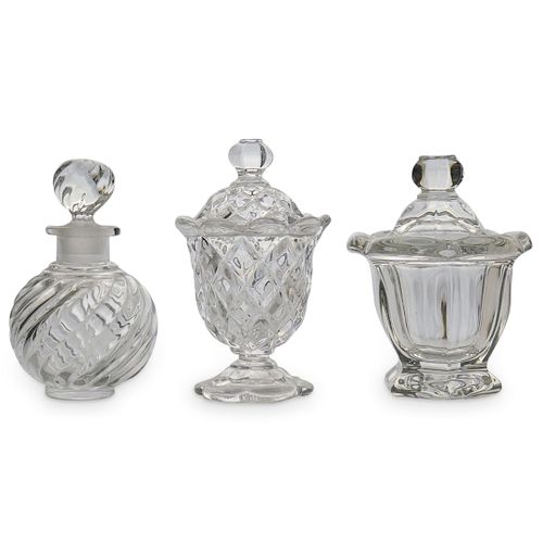 (3 PC) BACCARAT CRYSTAL MUSTARD