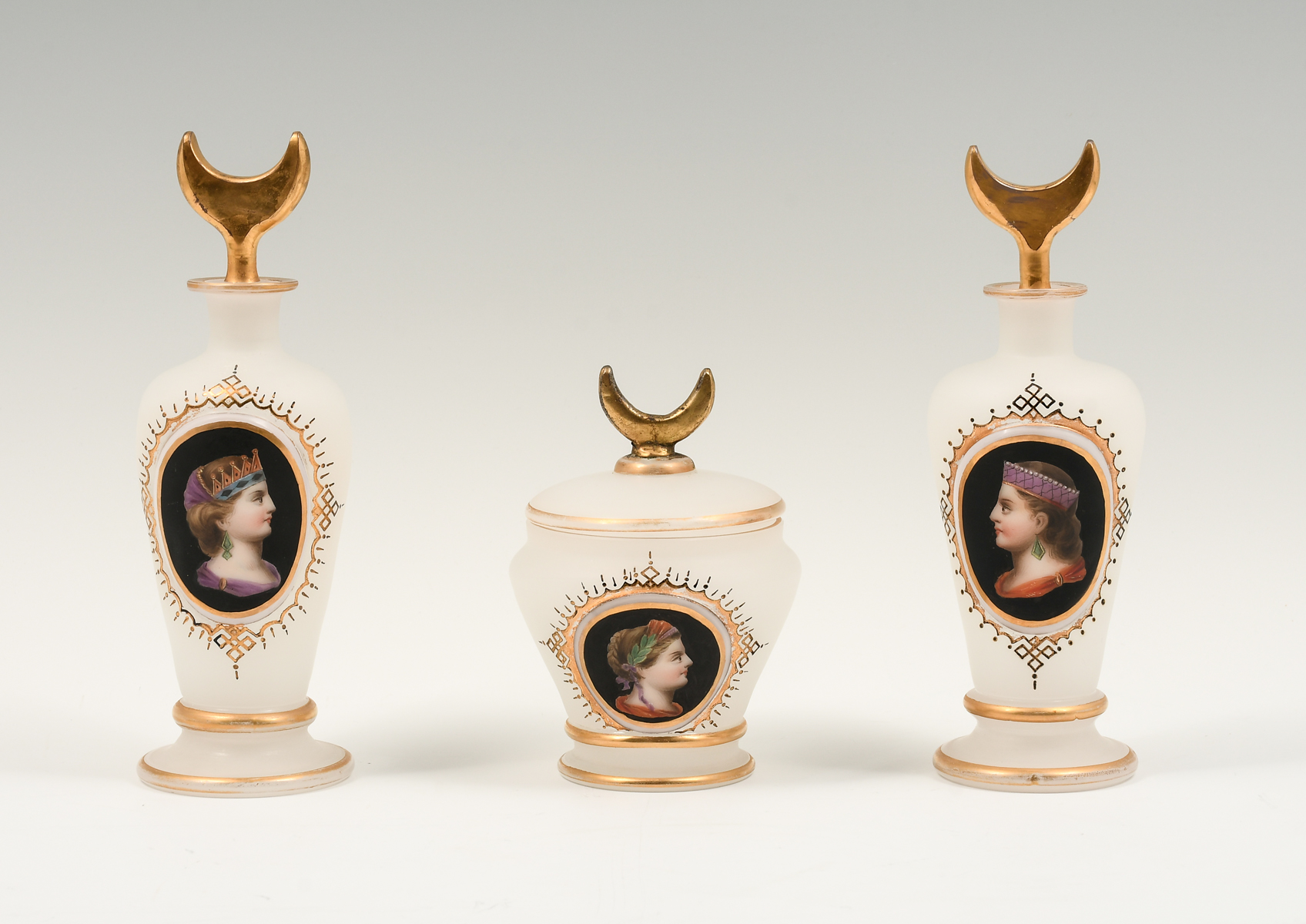 3 PC. BAVARIAN PORTRAIT GLASS