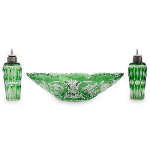 (3 PC) BOHEMIAN CRYSTAL CUT TABLE