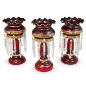 (3 PC) BOHEMIAN GLASS AND CRYS